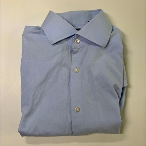 BOSS Sharp Fit Dress Shirts Lot of 2 Blue & White Size 16 34/35 - Picture 6 of 11